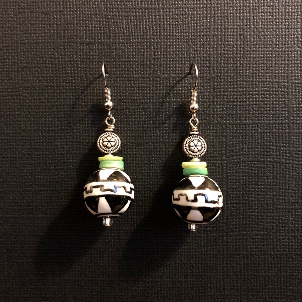 Striking Ceramic and Shell Earrings